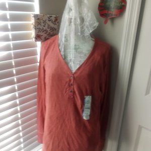 Time and Tru Semi Fitted Long Sleeve TT Thermal Henley